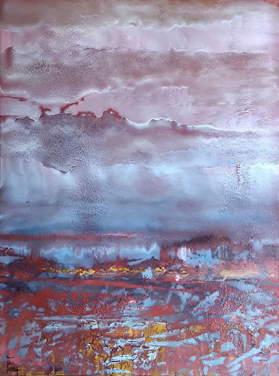 Paisaje atmosférico onírico Media Mixta Lienzo Paisaje