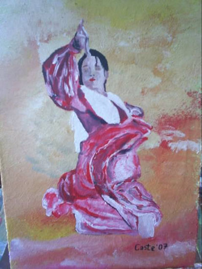 Bailaora de rojo Acrylic Panel Figure Painting