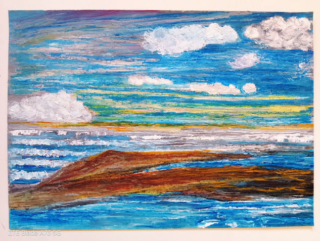 "Good day" Oil Paper Marine Painting