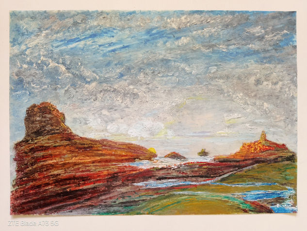 "En el horizonte" Óleo Papel Marina