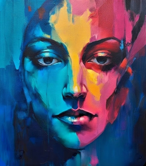 "Somewhere Else"- Abstract Portrait Acrylic Canvas Portrait