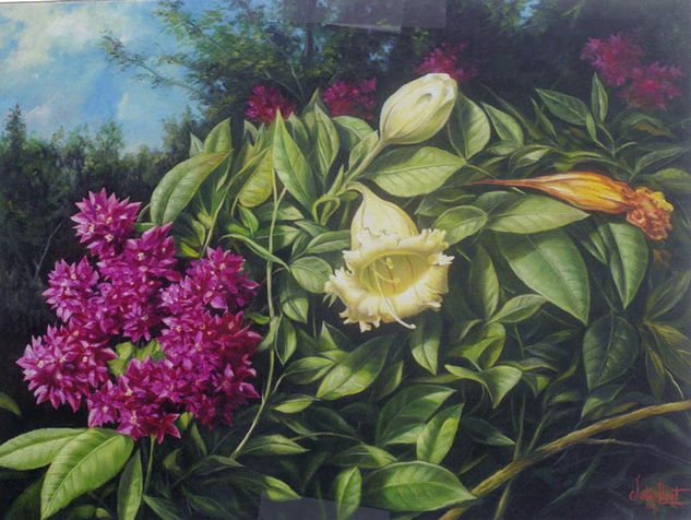 Las tres edades Oil Textile Floral Painting