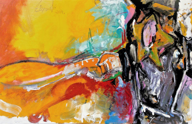 El caballo y el ginete. Mixed media Canvas Animals