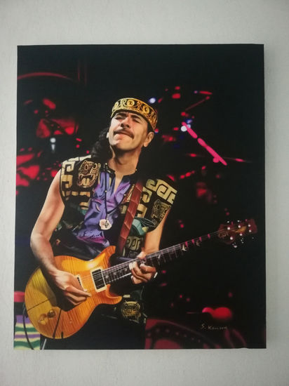 Carlos Santana Oil Canvas Portrait