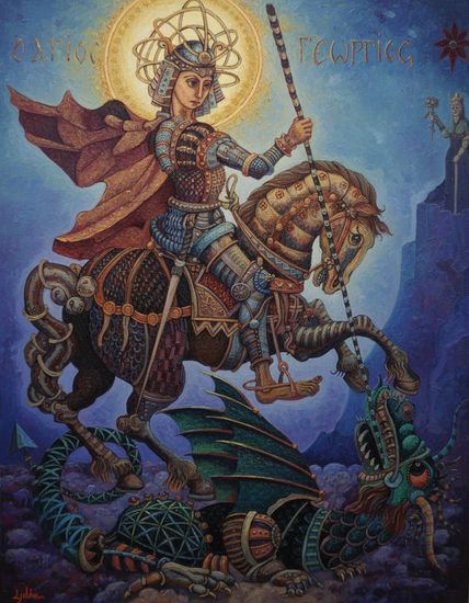 Sv Georgije Oil Canvas Figure Painting