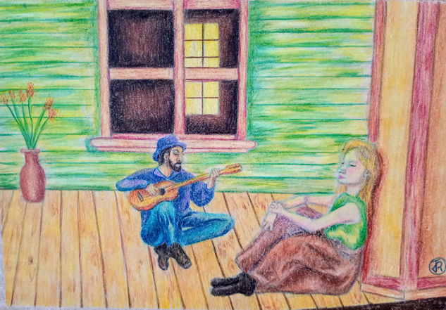 La serenata Pencil (coloured) Card Landscaping