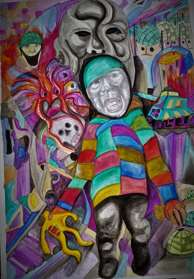 niños de la Guerra Mixed Media