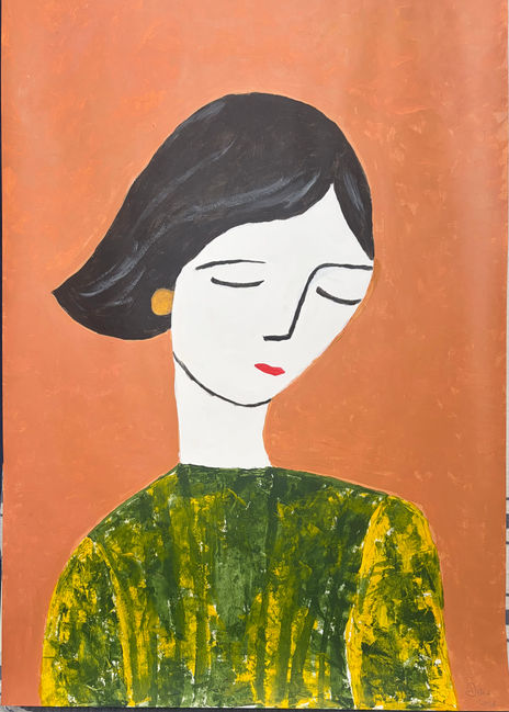 Mujer con jersey verde