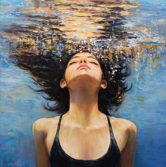 Underwater Dream Serenity Oil Canvas Figure Painting