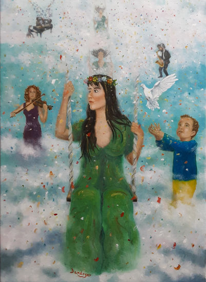 ''Imagine'' Oil Canvas Figure Painting