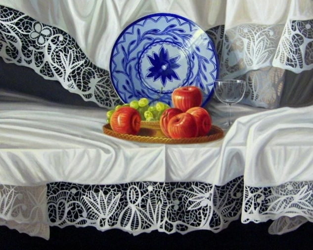 Plato con manzanas Óleo Lienzo Bodegones