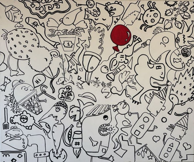 Red Ballon Acrylic Canvas Figure Painting