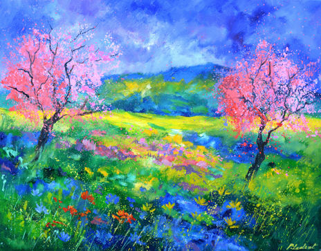 Two blooming trees