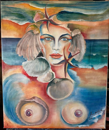 LA REINA DEL MAR Óleo Lienzo Desnudos