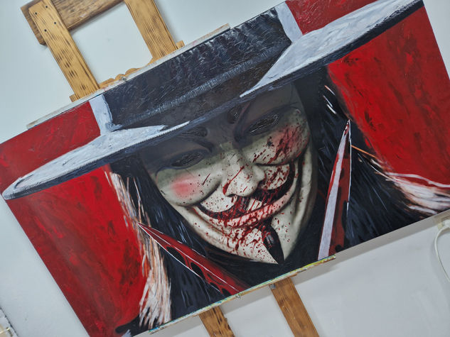 V de Vendetta Óleo Lienzo Retrato