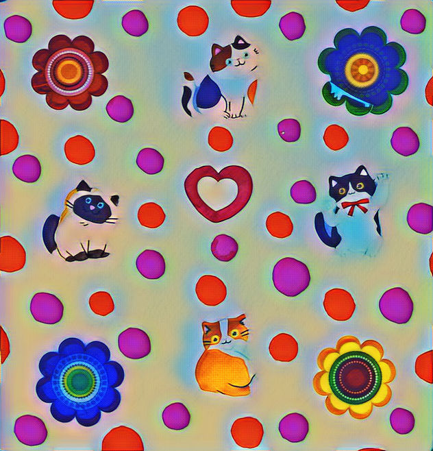 Gatos tiernos y florecillas