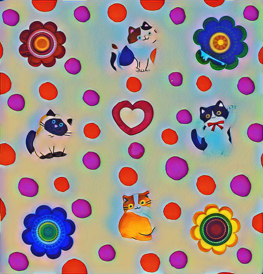 Gatos tiernos y florecillas 