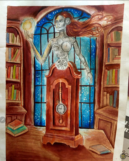 Línea en el tiempo Mixed media Paper Figure Painting