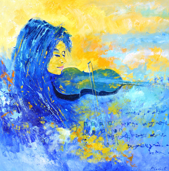 Playing the violin Óleo Lienzo Figura