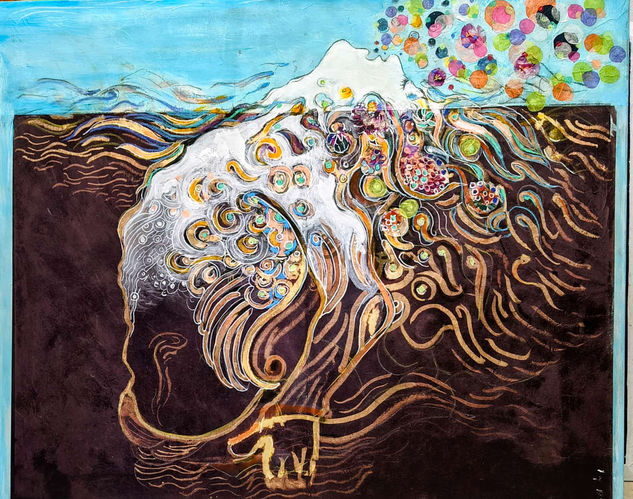 Mi última respiración Mixed media Canvas Figure Painting