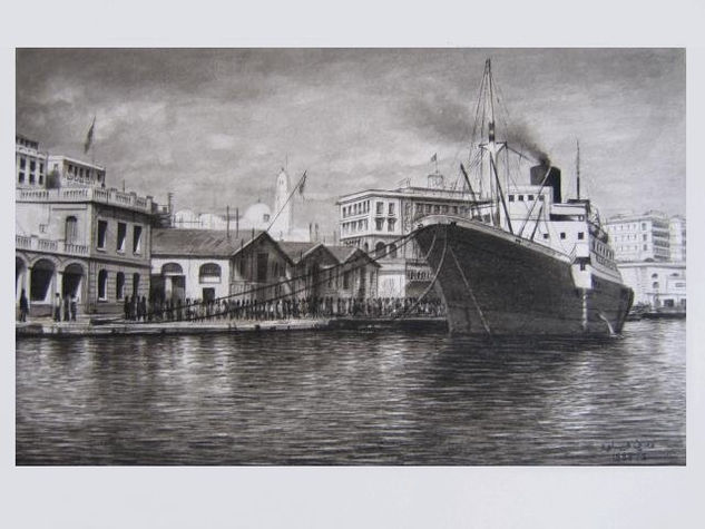 El puerto de Argel 1960 Ink Paper Marine Painting