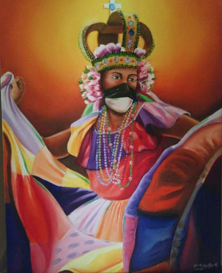 Merced y el covid Oil Canvas Figure Painting