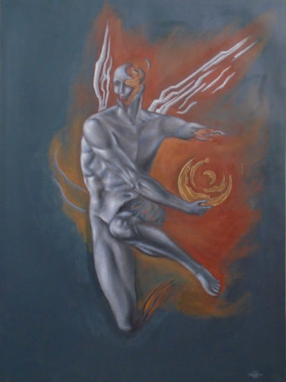 Desdivinización IV Oil Paper Figure Painting