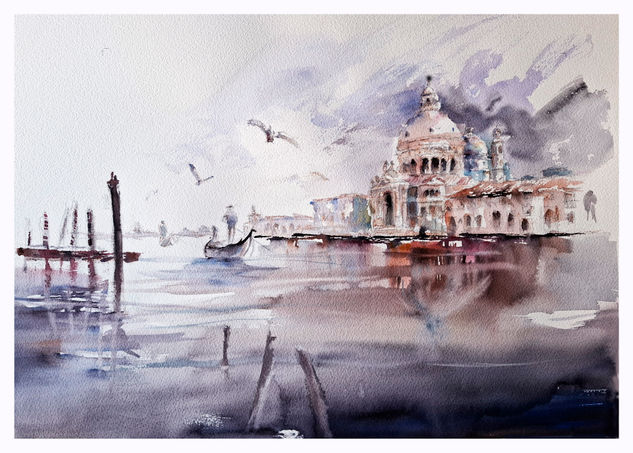 Venecia Acuarela Papel Marina