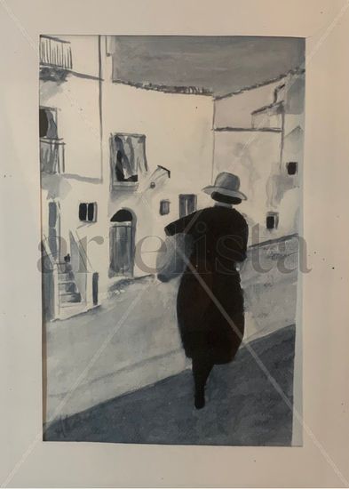 Mujer con cerámica Watercolour Card Figure Painting