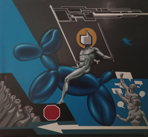 Caballero Opinólogo Oil Canvas Figure Painting