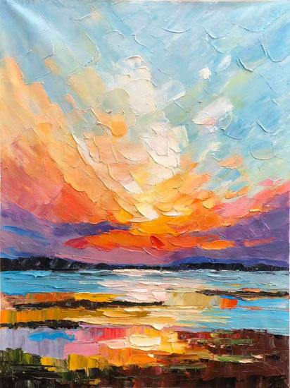 Sunraise on ocean 1536 Acrylic Canvas Landscaping