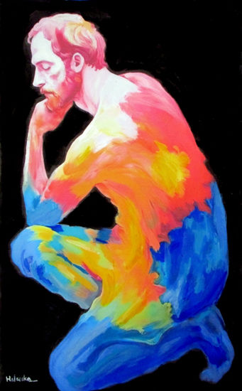 "Thermal Memory Of A Thought" - Abstract Male Figure Acrílico Lienzo Figura