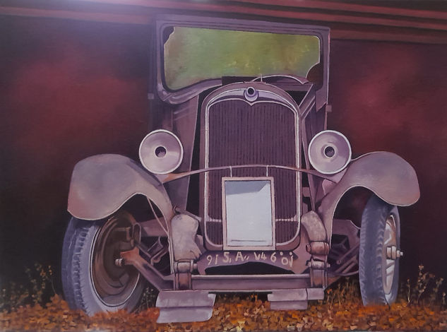 Coche antiguo Oil Textile Figure Painting