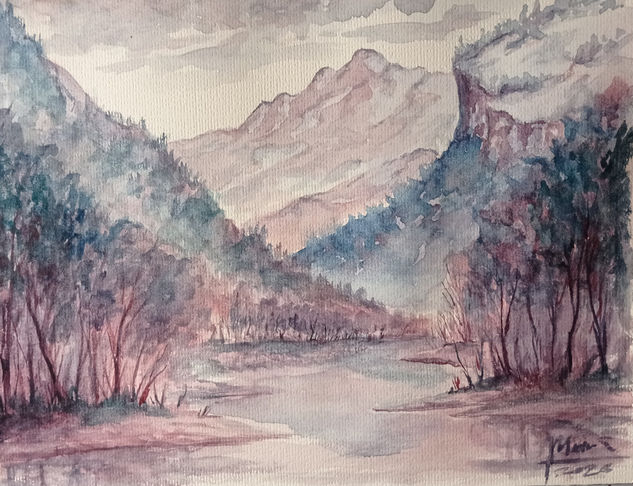 Triste fluir Watercolour Card Landscaping