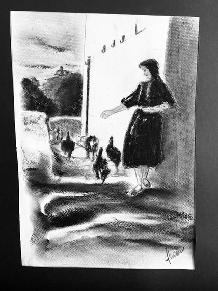 Pagesa con gallinas
