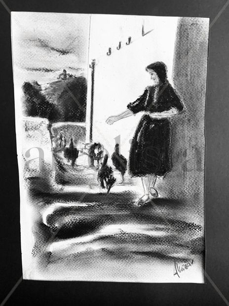 Pagesa con gallinas