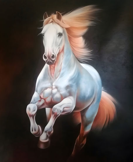 Caballo Perlino Óleo Lienzo Animales