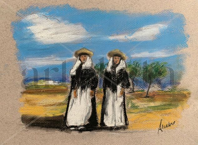 Dos payesas Pastel Cartulina Figura