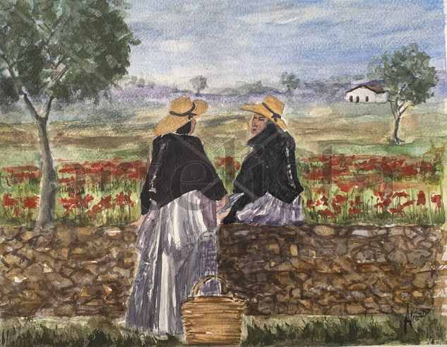 Pageses dos Acuarela Cartulina Paisaje