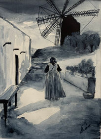 Mujer en el campo y...