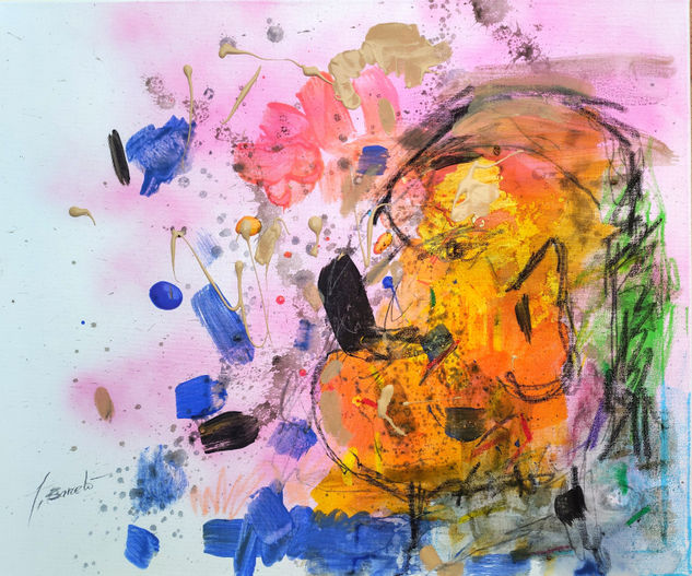 "Eclosión interior" Mixed media Textile Figure Painting