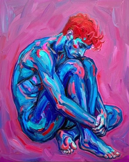 "Contained Silence'" Acrylic Canvas Figure Painting