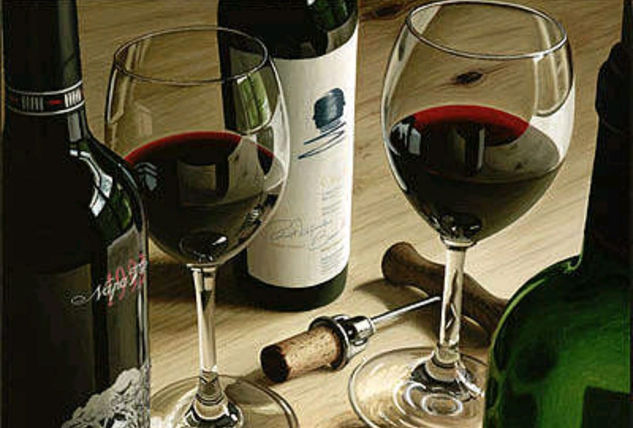 Copa de vino Óleo Lienzo Otros
