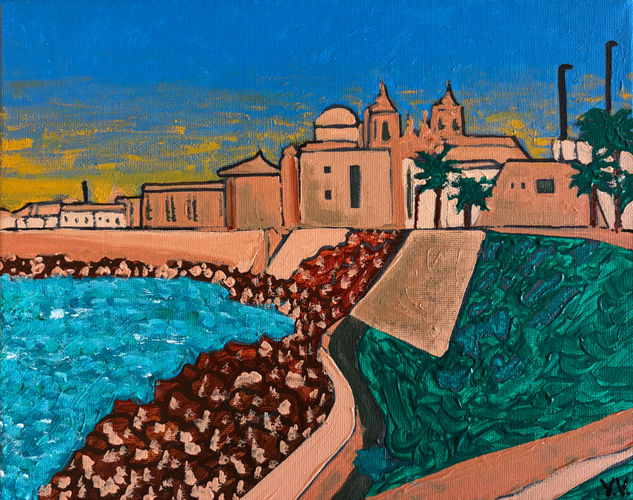 Cádiz al atardecer Acrylic Canvas Landscaping