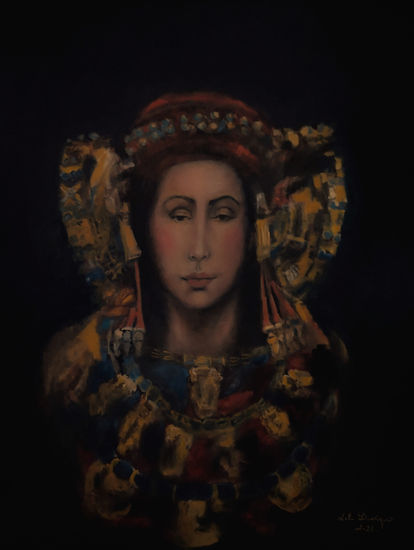 Dama de Elx y su Silencio. Oil Canvas Figure Painting