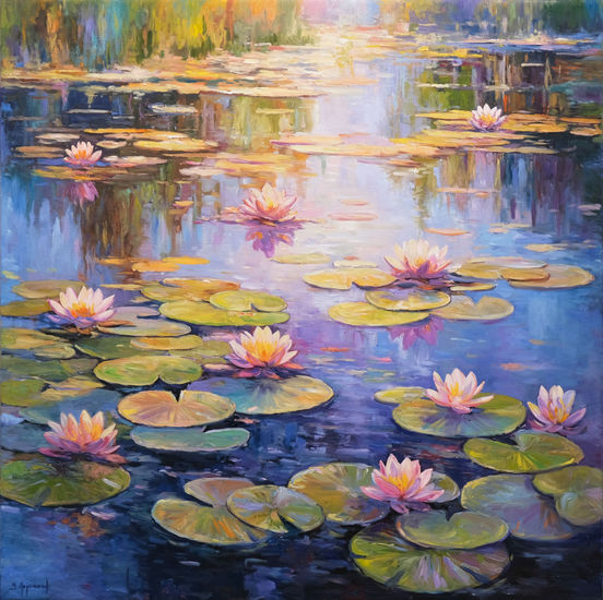 Dream of the Water Lily Pond Oil Canvas Floral Painting