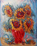 Sunflowers in a Red Vase
