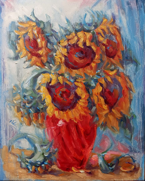 Sunflowers in a Red...