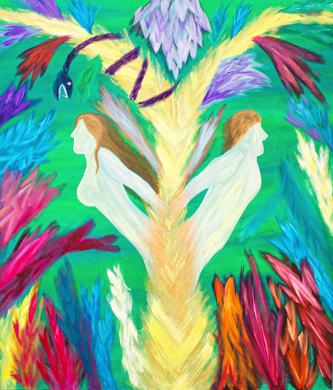 El Jardin del Eden Oil Canvas Figure Painting