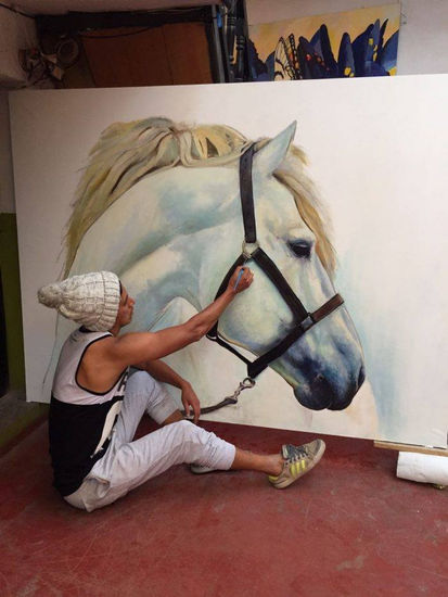 WHITE HORSE Óleo Tela Animales